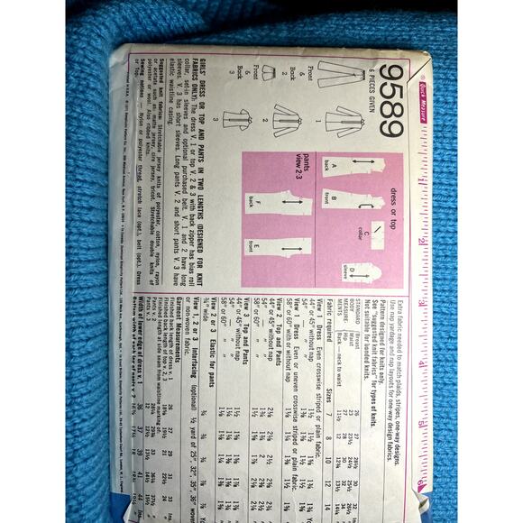 Simplicity 9589 Sewing pattern Girls A line dress pants shorts top 1960s size 7 - Picture 3 of 6